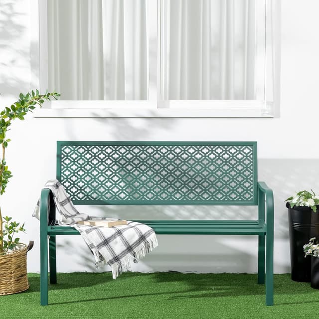 Thumbnail 5 de Outsunny Banc Jardin 2 places acier vert foncé