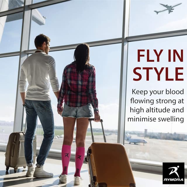 Detalle 2 de Compression Socks for Men and Women by Rymora – for sports, running, flying and work