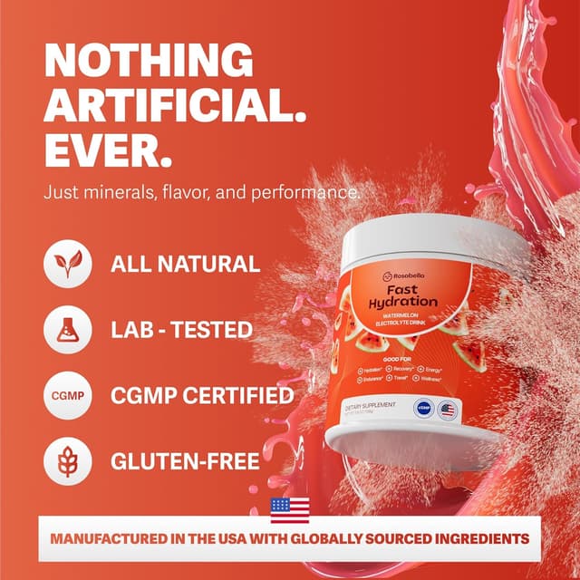 Thumbnail 3 de Rosabella Watermelon Electrolyte Powder – Sugar-Free Hydration 30 Servings 🍹