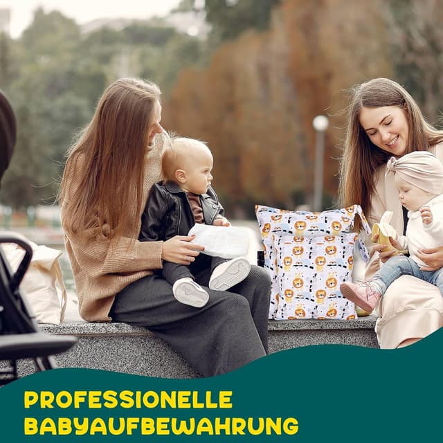 Detalle 2 de Loscarol 2-teiliges Wetbag-Set (groß) für Kindergarten, wasserdichte Windeltaschen & Schwimmsachen – Bear