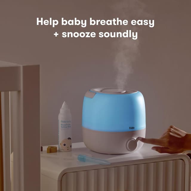 Detalle de Frida Baby 3-in-1 Cool Mist Humidifier for Large Rooms (Top Fill) with Nightlight, Auto Shut-Off & Essential Oil Diffuser