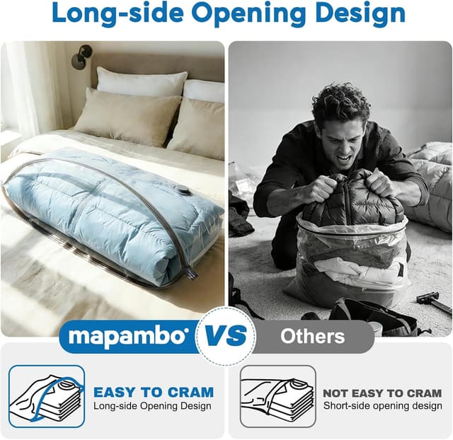 Detalle de Mapambo Travel Vacuum Bags (with -60000Pa LED Electric Pump) — 15-Pack Space-Saving Compression Bags