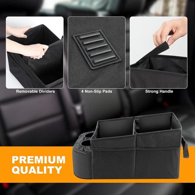 Detalle de Romon Organizer Auto per bagagliaio e sedili anteriori/posteriori con divisorio, maniglie e tasche in rete