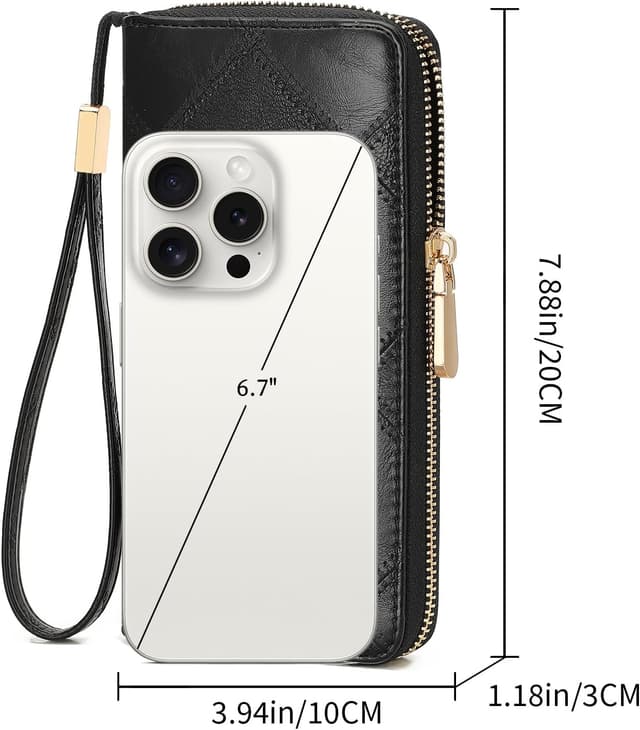 Detalle 2 de SENDEFN RFID leather women’s wallet with wristlet — large capacity clutch purse