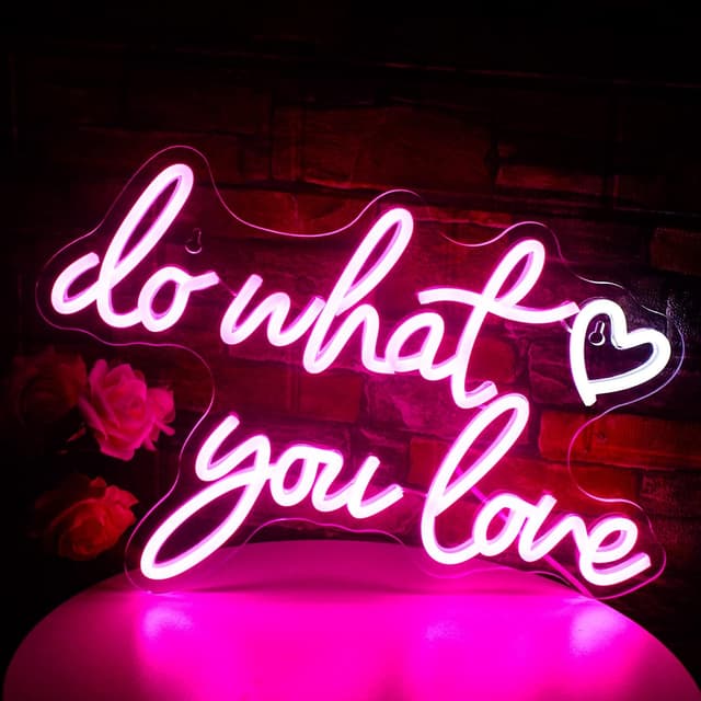 Detalle de Do What You Love neon light sign (pink) — USB-powered LED letter sign for wall decor
