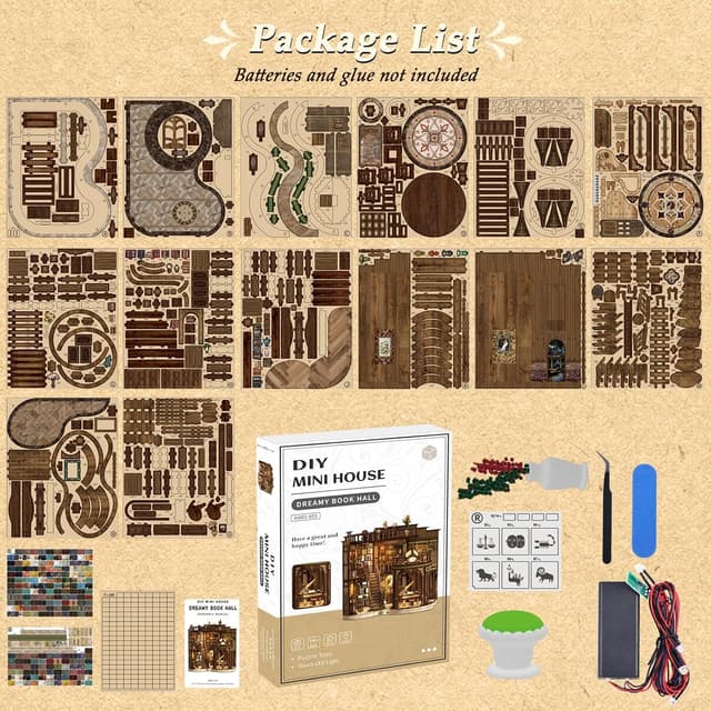 Thumbnail 6 de Teoryieer Wooden Booknook DIY 3D con luci LED: libreria retrò a tema piano