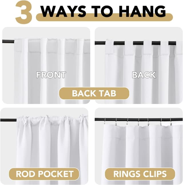 Thumbnail 3 de H.VERSAILTEX White Curtains 52x84 Inch