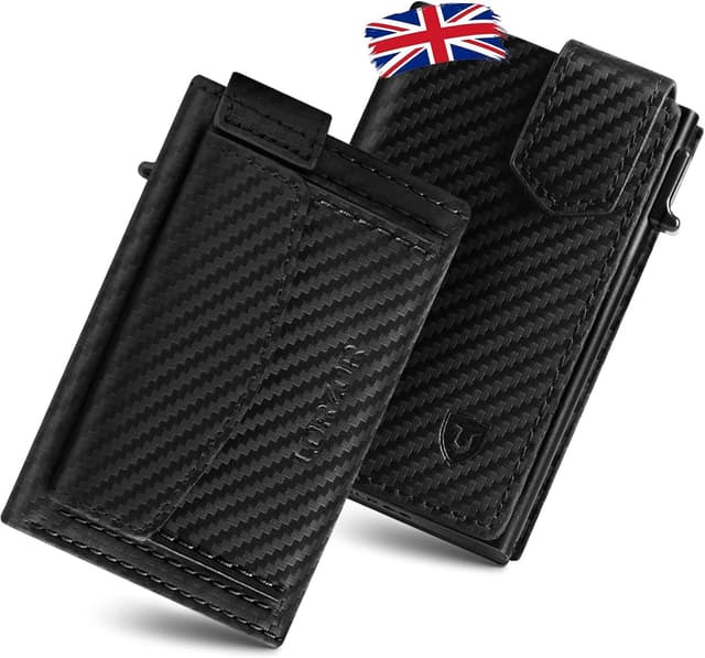 Detalle de LORZOR Magnetic Closure Card Holder with XXL Coin Pocket – Slim Genuine Leather RFID Wallet (10 cards)