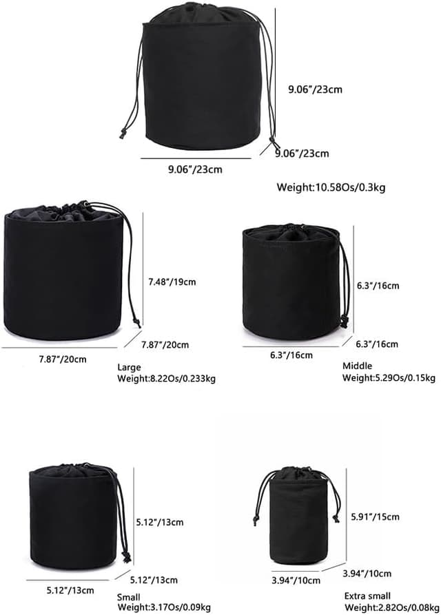 Detalle 2 de YONBEN Grand organisateur de sac main rond en toile (noir, L) : l’insert pratique pour mieux ranger