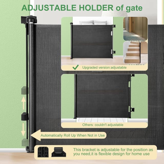 Thumbnail 5 de MYPIN Extra Wide Retractable Dog Gate 180×86 cm
