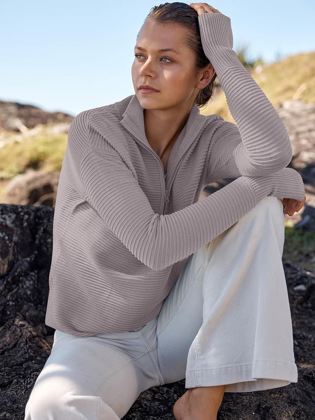 Thumbnail 6 de ANRABESS Quarter Zip Pullover Sweater S–XL