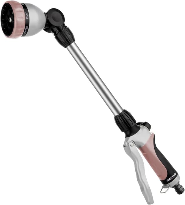 Detalle de RESTMO Garten-Gießstab aus Metall (42 cm) mit schwenkbarem Kopf und 7 Sprühbildern