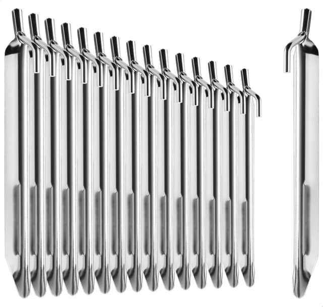 Detalle de com-four® 16 piquets de tente en acier en forme de V (lots de 16) pour camping et activités plein air