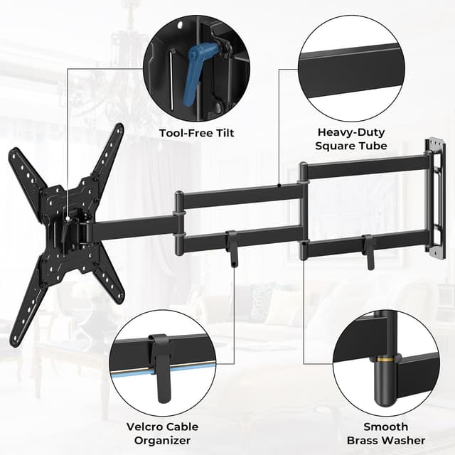 Thumbnail 5 de BONTEC Langarm TV Wandhalterung 950 mm für 26–65″ Fernseher
