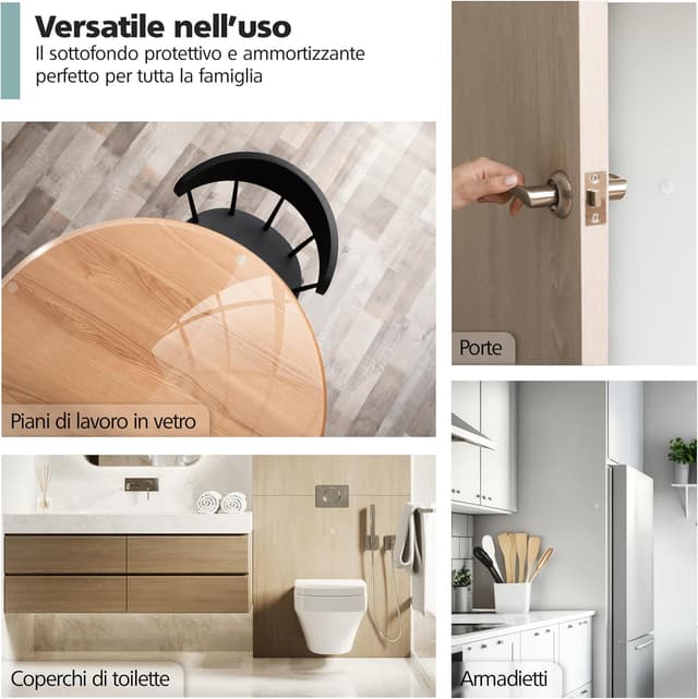 Detalle de Virea set di paracolpi autoadesivi trasparenti per porte e superfici in gomma, 21 x 6 mm (12 pezzi)