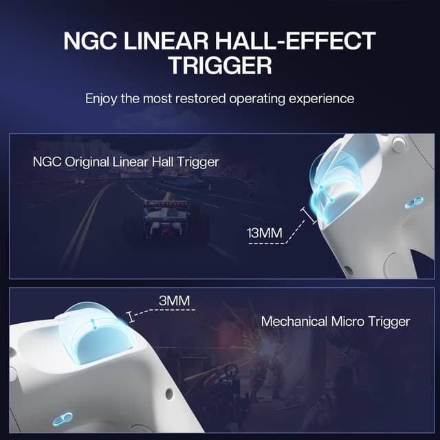 Detalle de NYXI Wizard 2 GameCube Switch Controller – drahtlos mit TMR-Hall-Joysticks, einstellbaren Triggern und NFC