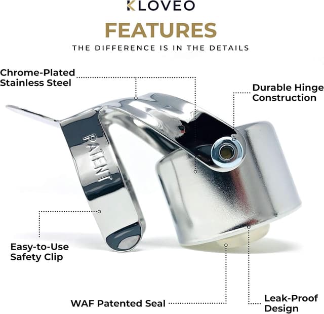 Thumbnail 2 de KLOVEO Champagne Stoppers, Prosecco & Sparkling Wine Stopper