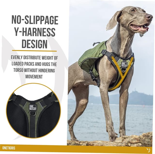 Detalle de OneTigris CAMELUS Hunderucksack für M/L Hunde (Ranger Grün) – 420D-Nylon mit YKK-Reißverschlüssen