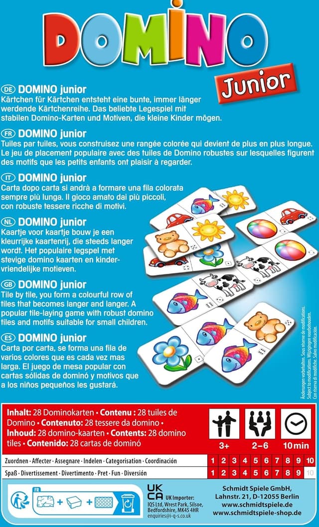 Detalle de Schmidt Domino Junior 51240 – Gioco da viaggio per bambini (multicolore)