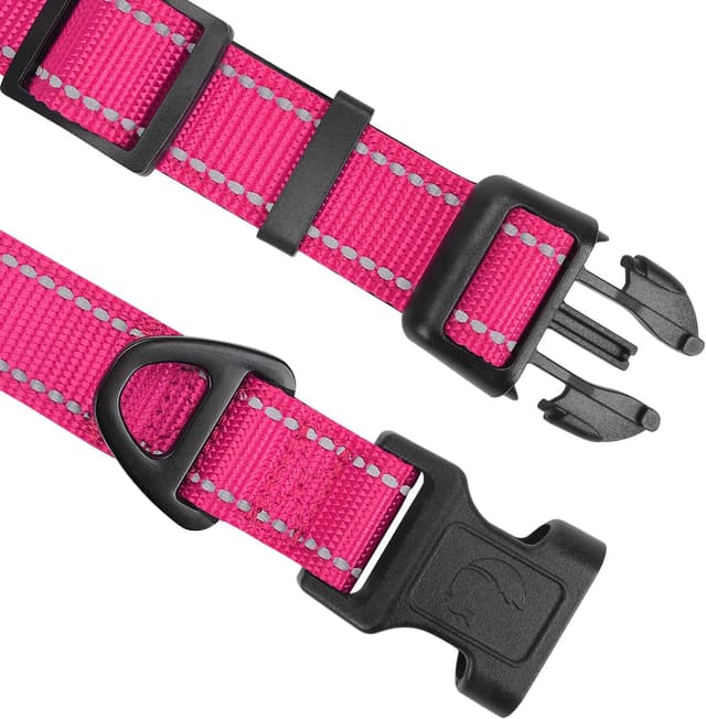 Detalle de Joytale Reflective Dog Collar with Soft Neoprene Padded Breathable Nylon (S, Hotpink)