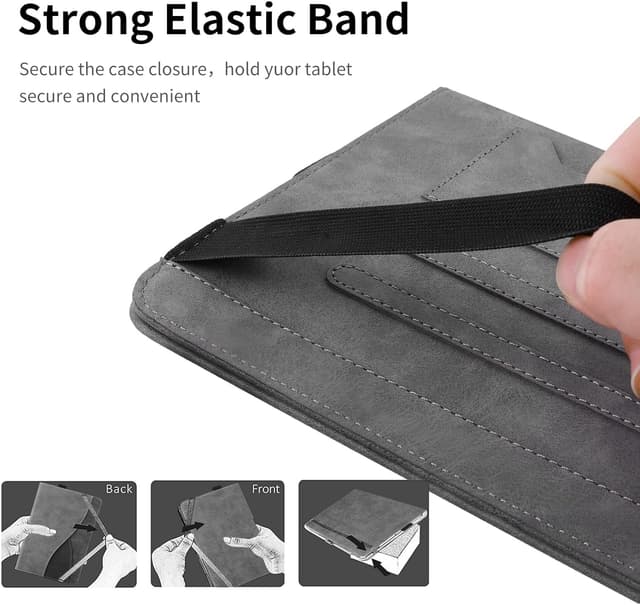 Detalle 2 de AsWant Hülle für Samsung Galaxy Tab A11 8,7" (2025) / Galaxy Tab A9 8,7" (2023) mit Standfunktion, Tricolor und Kartenfächern (Gray)