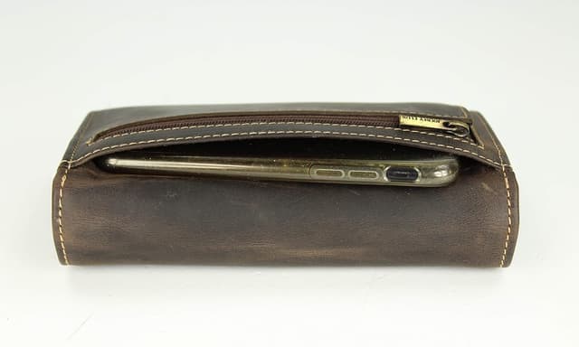 Thumbnail 6 de Belli Vintage Leder Damen-Geldbörse lang mit vielen Kartenfächern, braun – 17,5 x 10 x 4 cm