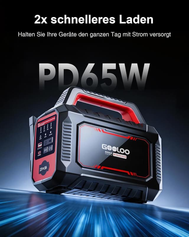 Detalle de GOOLOO GT Truck Plus Starthilfe Powerbank – 8000A für 12V/24V (PD 65W, LiFePO₄)