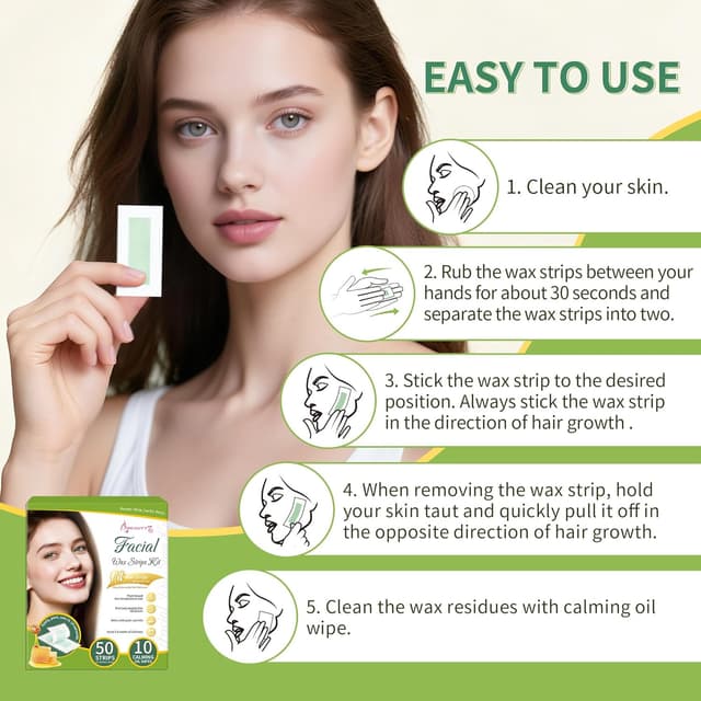 Thumbnail 6 de Beauty7 Bandes de cire froide pour sourcils (peaux normales) : 50 bandes + 10 lingettes apaisantes