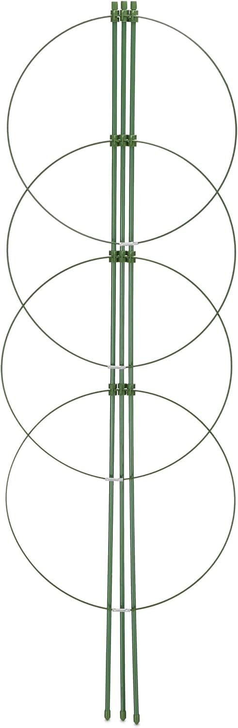 Detalle de Relaxdays : lot de 6 tuteurs à tomates avec 4 anneaux réglables, métal et plastique (90 cm)