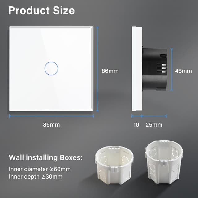 Thumbnail 2 de BSEED Touch Lichtschalter 86mm Weiß