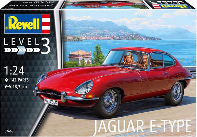Detalle 2 de Revell Modellbausatz Jaguar E-Type (Coupé) 1:24 – originalgetreuer Bausatz für Einsteiger