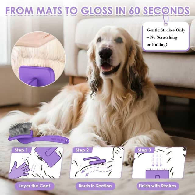 Thumbnail 6 de YOYUPETA Large Slicker Brush Set 3PC for Long-Haired Dogs