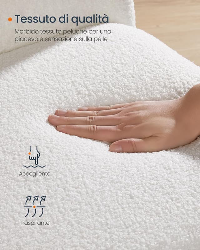 Detalle 2 de Sedia a dondolo SONGMICS HOME con braccioli e rivestimento in peluche LYY500W01, bianco crema