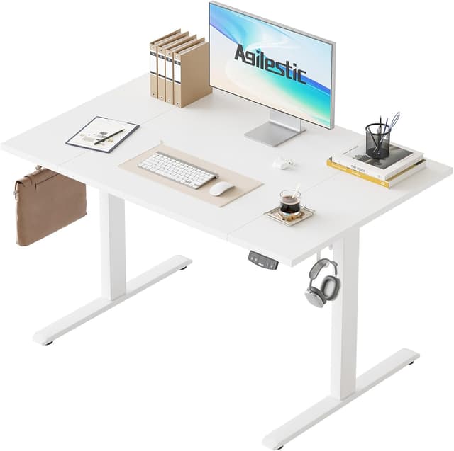 Detalle de Agilestic Height-Adjustable Electric Desk (120x80 cm) with Memory Function, White