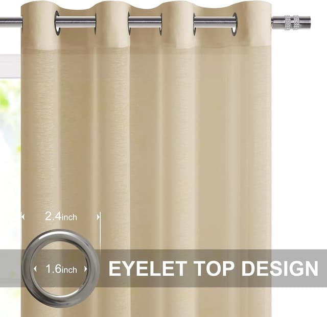 Thumbnail 2 de DWCN Lot de 2 Rideaux Voilages Beige 140x260