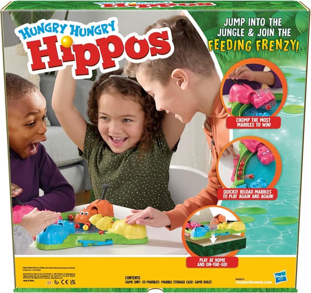 Detalle de Hungry Hungry Hippos Marble-Chomping Game for Kids – Fast-Paced Family Board Game (2–4 players, Age 4+)