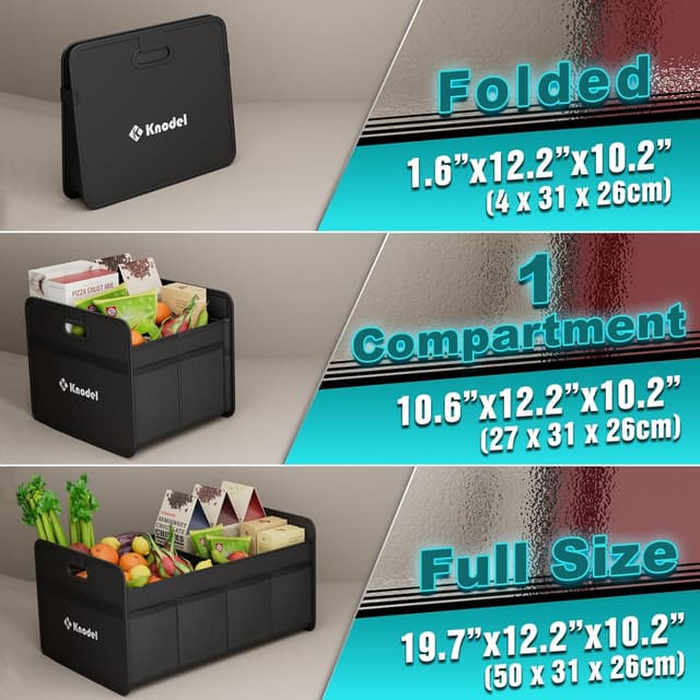 Thumbnail 4 de K KNODEL Car Boot Organiser (Foldable Car Boot Storage) – Small, Black