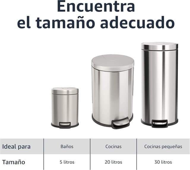 Thumbnail 3 de Amazon Basics Cubo de Basura Suave 30L Metálico 🗑