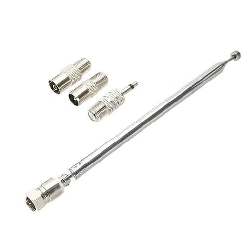 Detalle de KYRYD FM Aerial Indoor Antenna (75cm, 7-Section Telescopic) with F Type Male Plug & 3 Adapters