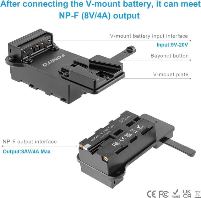 Thumbnail 1 de FOMITO NP-F970 to V‑Mount Adapter for Monitors