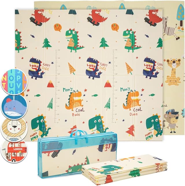 Detalle de Babify Alfombra de Juegos Dino, tapete XPE impermeable