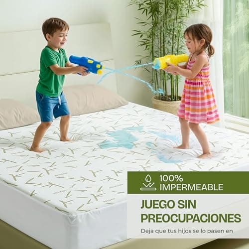 Detalle de Utopia Bedding Protector de colchón impermeable 135 x 190 x 30 cm de viscosa (Oeko-Tex)
