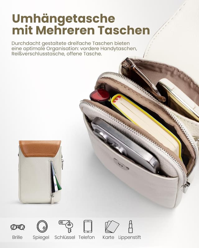 Detalle de befen Echtleder Handytasche zum Unhängen für Damen mit RFID-Blockierung und Kartenfächern