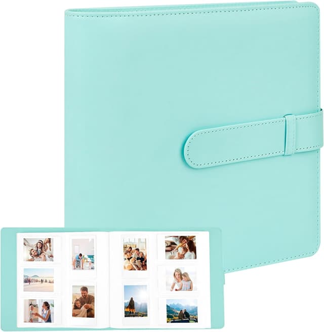 Detalle de 360-Fach Fotoalbum für Fujifilm Instax Mini & Polaroid Snap – 86x54-mm Sofortbildalbum mit transparenter Hülle (grün)