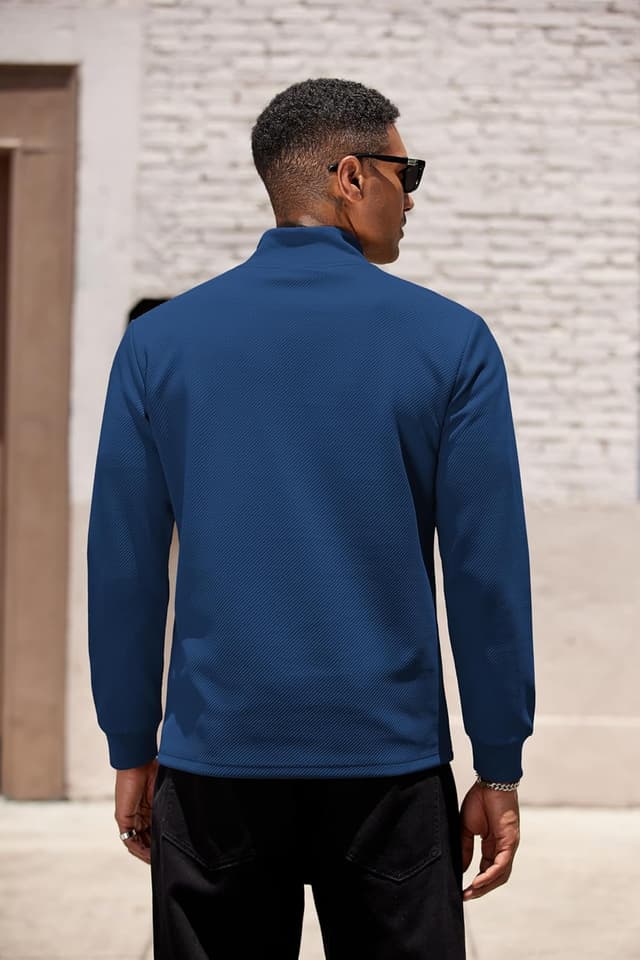 Detalle de COOFANDY Felpa da uomo senza cappuccio con mezza zip e collo semi alto