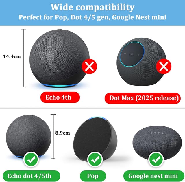 Detalle de Cozycase Steckerhalterung für Dot, Pop und Google Nest Mini – platzsparende Wand-/Wall-Ständer-Lösung mit Kabelmanagement (Schwarz)