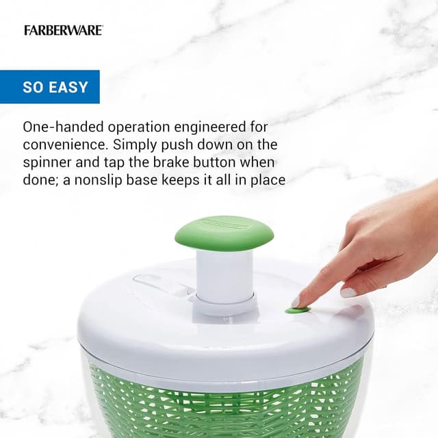Detalle de Farberware Small Pro Salad Spinner (3.16 Qt) with Pump Mechanism, Compact Lettuce Washer & Colander Bowl