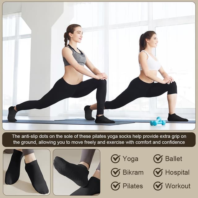 Detalle de AOOWU calze antiscivolo con grip per yoga, pilates e fitness (3/5 paia) – taglia unica