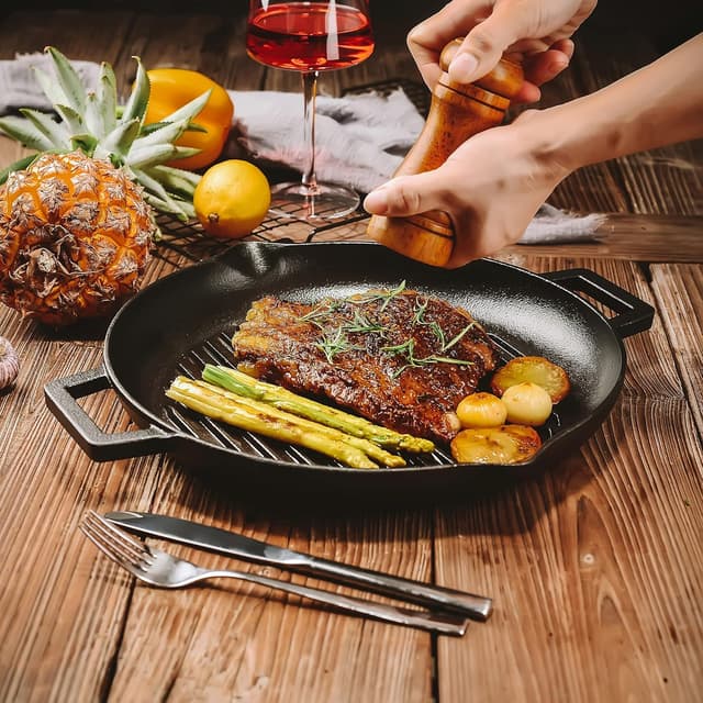 Thumbnail 5 de Velaze Square Cast Iron Griddle Pan (Pre-Seasoned) for Meat, Fish and Vegetables