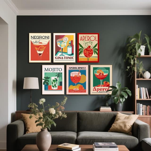 Detalle de GOUGOUFAFA 6-Pack Paint by Numbers for Adults (12x16 inch) Cocktail Canvas Acrylic Kit